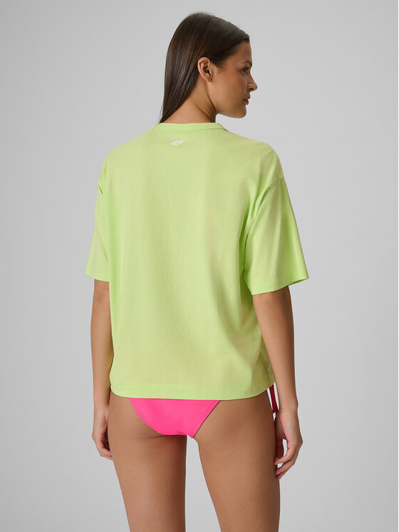 4F 4F T-Shirt BEACHWEAR Żółty jasny Boxy Fit