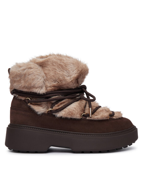 Tommy Hilfiger Tommy Hilfiger Schneeschuhe Fur Suede Lace-Up Snow Boot FW0FW09545 Braun
