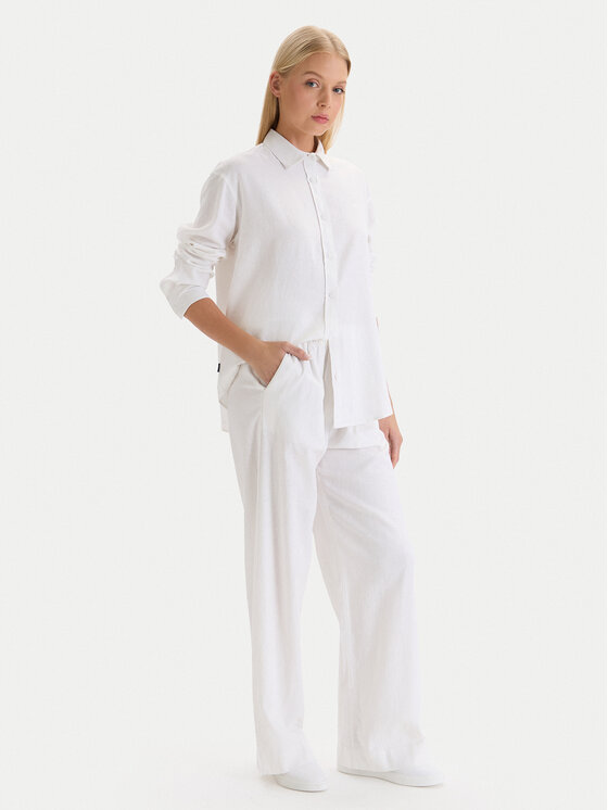 Nautica Nautica Riidest püksid W126-NALTR-1020-01X Valge Wide Leg