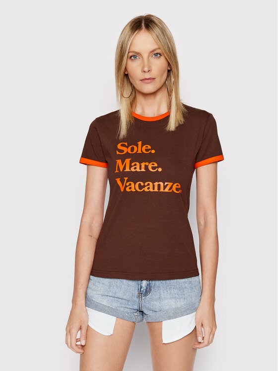 Drivemebikini Tricou Sole Mare Vacanze Vintage 2022-DRV-070_BO Maro Fitted Fit