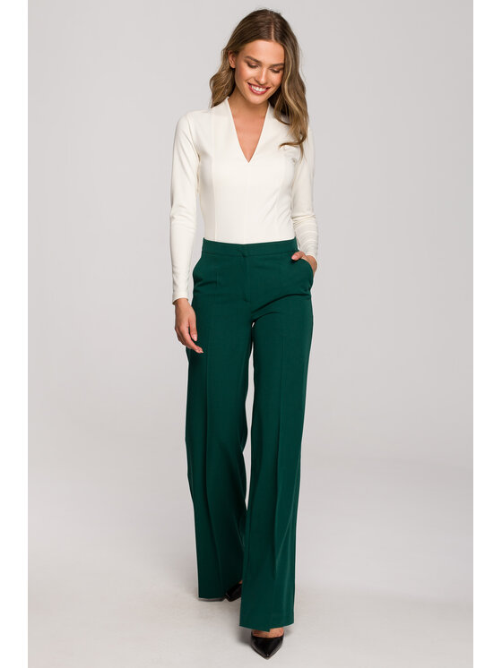 Stylove Stylove Kalhoty z materiálu S311 Zelená Regular Fit