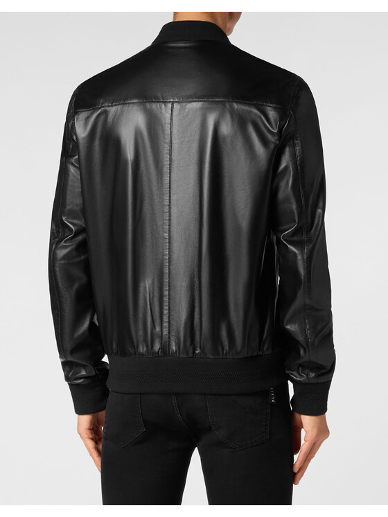 PHILIPP PLEIN PHILIPP PLEIN Kurtka skórzana 9793 Czarny Regular Fit