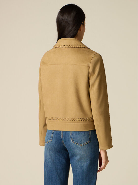 Oltre Oltre Giacca in similpelle R303R002452N005 Crema Regular Fit