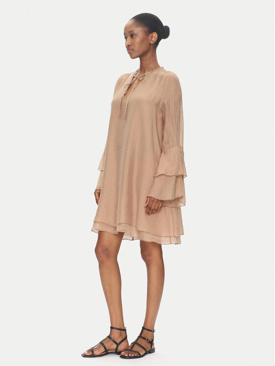 ViCOLO ViCOLO Sukienka letnia TD0753 Beżowy Regular Fit