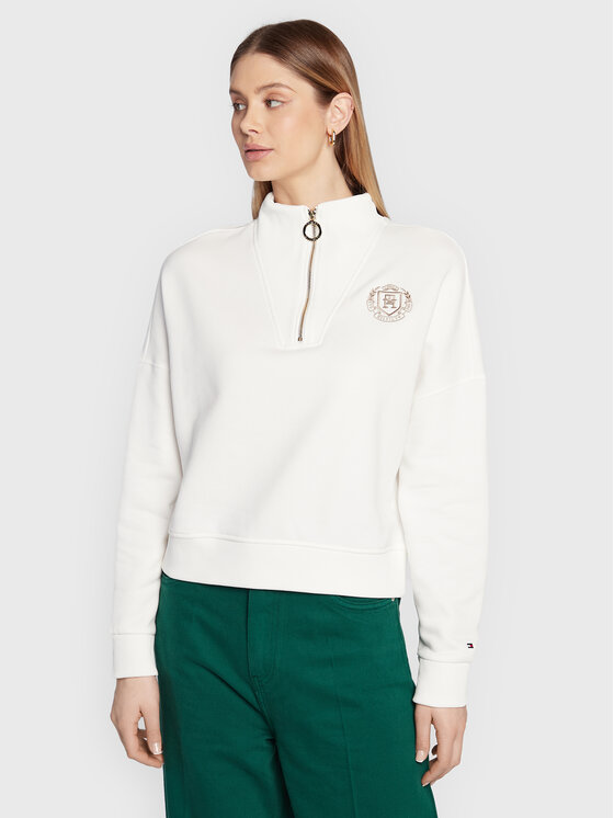 Tommy Hilfiger Bluză Crest WW0WW37172 Bej Relaxed Fit Bej imagine noua