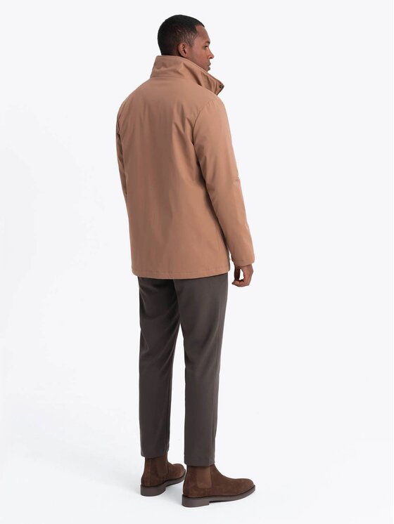 Ombre Ombre Kurtka przejściowa OM-JALP-0167 Brązowy Regular Fit
