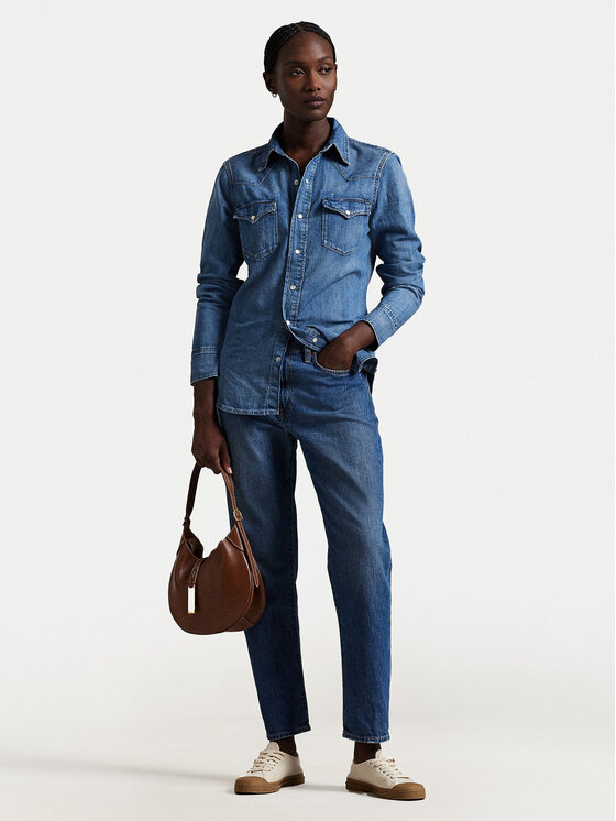 Polo Ralph Lauren Polo Ralph Lauren cămașă de blugi 211969402001 Bleumarin Slim Fit