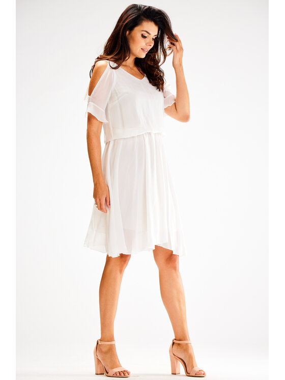 Awama Awama Sukienka letnia A656 Biały Basic Fit