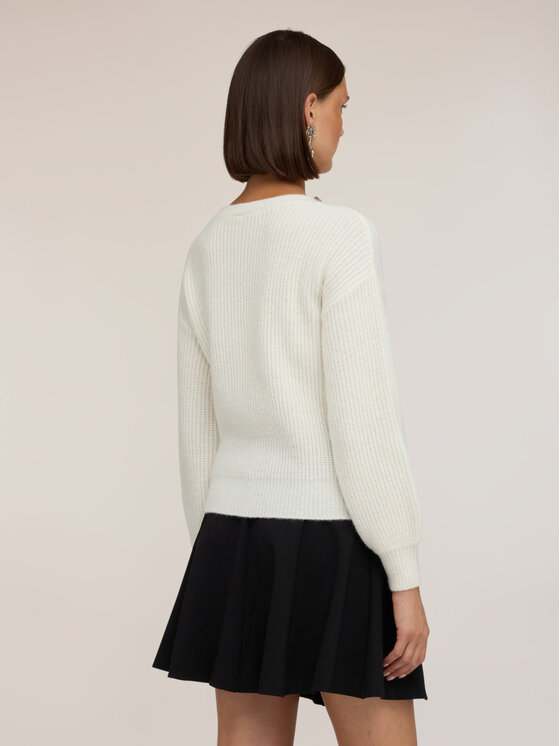 Motivi Motivi Sweter M449W004162N011 Biały Boxy Fit