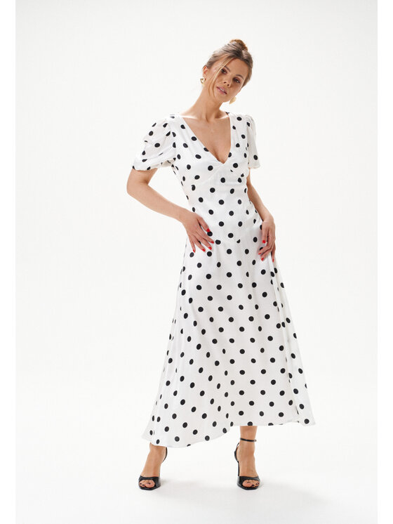 Mirons Mirons Sukienka wieczorowa print Biały Feminine Fit