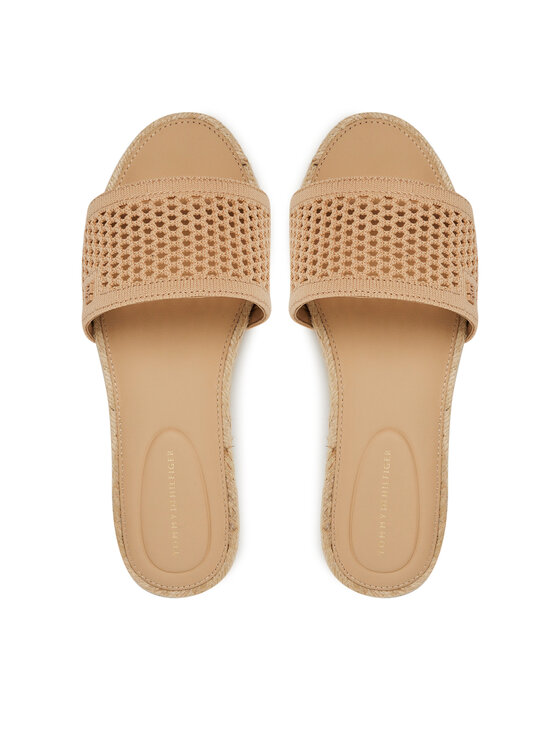 Tommy Hilfiger Tommy Hilfiger Espadrilles Knit Mesh Espadrille Flat Sandal FW0FW08744 Bézs