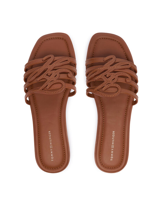 Tommy Hilfiger Tommy Hilfiger Plätud Th Script Flat Mule Lth FW0FW09368 Pruun