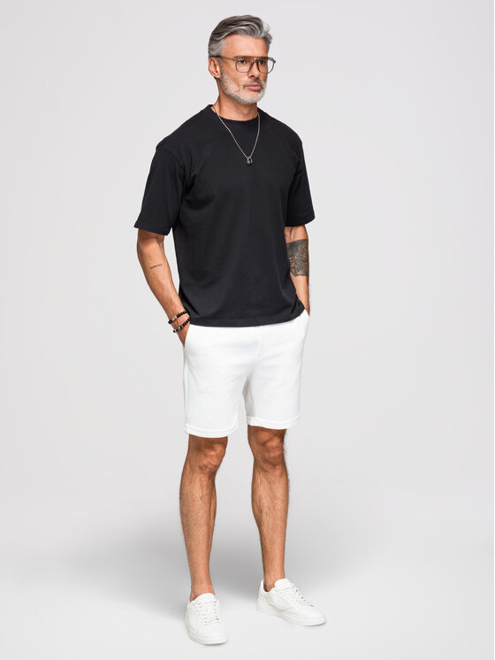 Ombre Ombre T-Shirt OM-TSCT-0279 Czarny Loose Fit