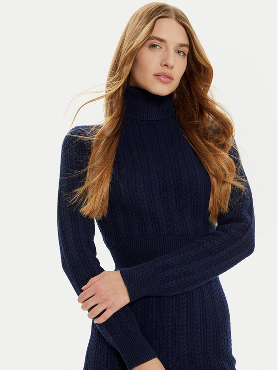 Fracomina Fracomina Každodenní šaty FR24WD5010K53201 Tmavomodrá Slim Fit