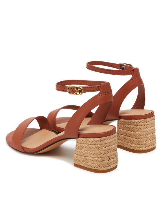 Tommy Hilfiger Tommy Hilfiger Espadrile Leather Ankle Strap Espad Sandal FW0FW08533 Rjava