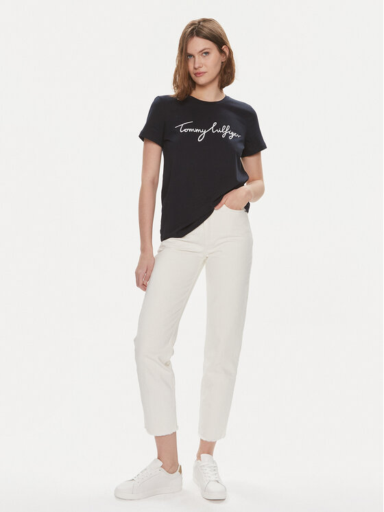 Tommy Hilfiger Tommy Hilfiger Marškinėliai Signature WW0WW41674 Tamsiai mėlyna Regular Fit