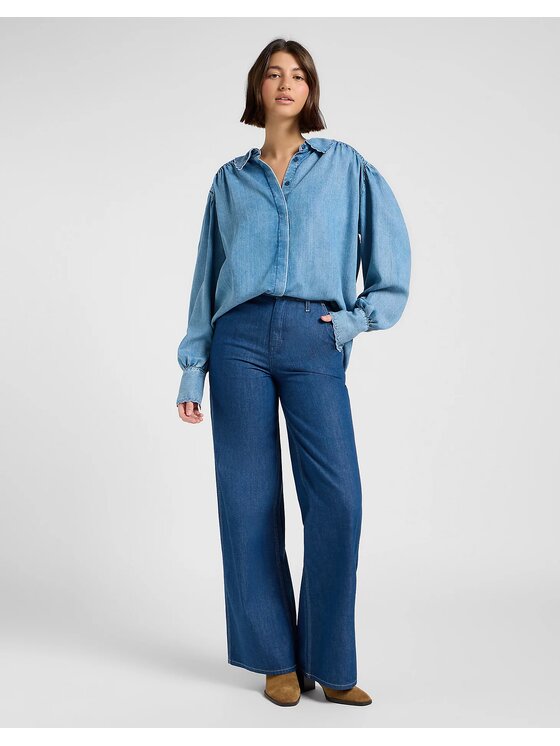 Lee Lee Koszula STATEMENT COLLAR SHIRT Niebieski Regular Fit