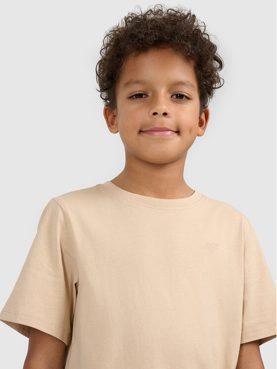 4F 4F T-Shirt BASIC+ Beżowy Regular Fit