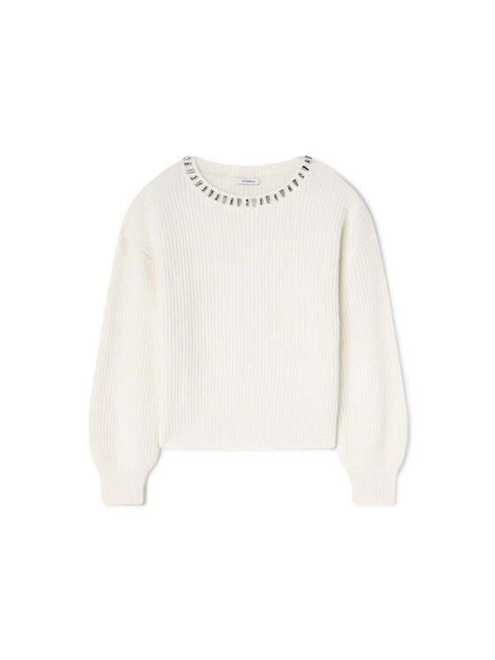Motivi Motivi Sweter M449W004162N011 Biały Boxy Fit