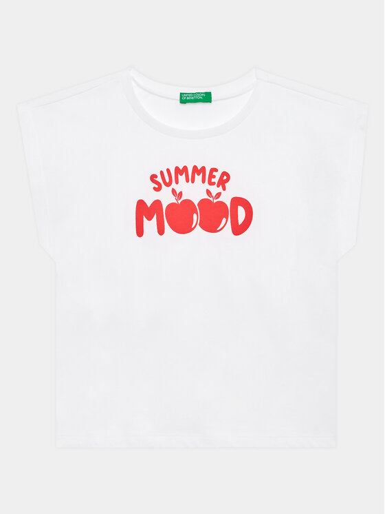 United Colors Of Benetton United Colors Of Benetton Komplet t-shirt i spodenki 3096GK008 Biały Regular Fit