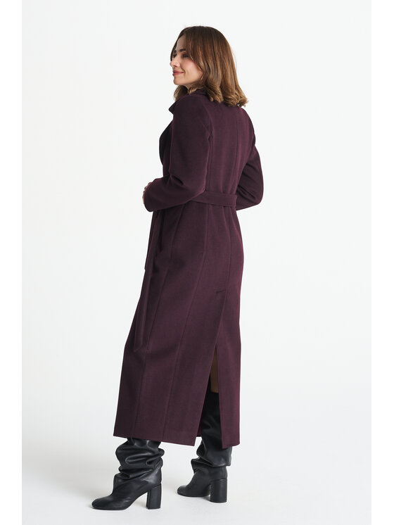 Salme Salme Płaszcz wełniany Verona maxi Fioletowy Regular Fit