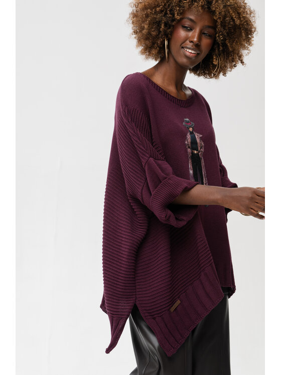 blue shadow blue shadow Sweter Nell Fioletowy Regular Fit