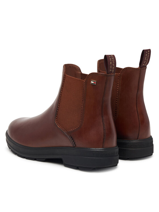 Tommy Hilfiger Tommy Hilfiger Členková obuv s elastickým prvkom Th Flag Outdoor Chelsea Boot FW0FW09573 Hnedá
