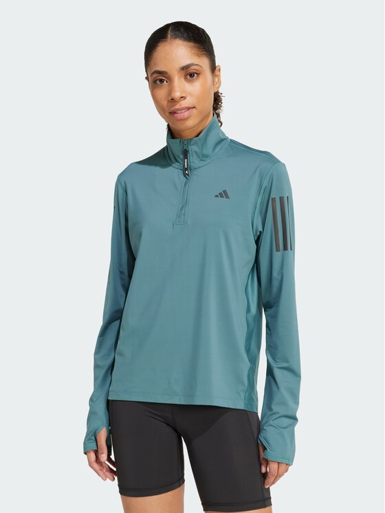 adidas adidas Bluza Own the Run Half-Zip Zielony Regular Fit