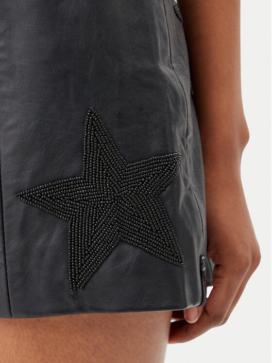 One Teaspoon One Teaspoon Kožená sukně Embellished Star 27138 Černá Regular Fit
