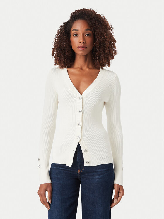 Guess Guess Kardigan W6YR11 Z0950 Krémová Slim Fit