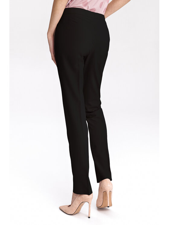 NIFE NIFE Kalhoty z materiálu SD39 Černá Classic Fit