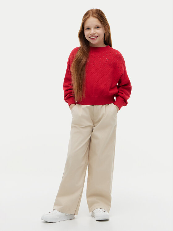 Tommy Hilfiger Tommy Hilfiger Pulover Pointelle KG0KG09504 Roșu Relaxed Fit