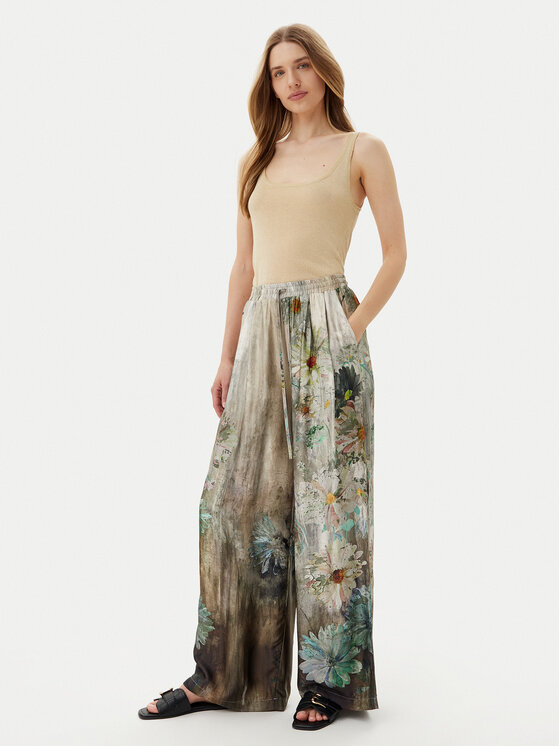 ViCOLO ViCOLO Medžiaginės kelnės TD0704 Žalia Relaxed Fit