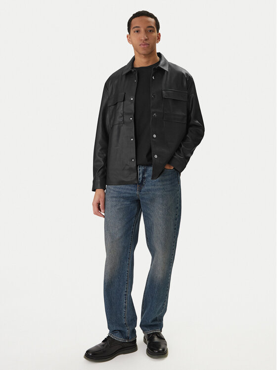 Calvin Klein Jeans Calvin Klein Jeans Яке от имитация на кожа LV04RE404G Черен Regular Fit