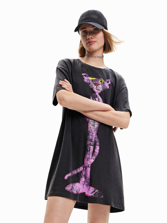 Desigual Vsakodnevna Obleka PINK PANTHER 23SWVK37 Črna Regular Fit