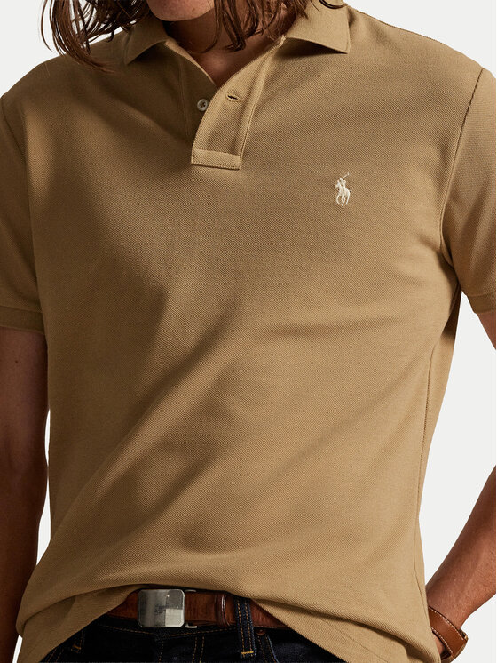 Polo Ralph Lauren Polo Ralph Lauren Тениска с яка и копчета 710680784332 Бежов Custom Slim Fit