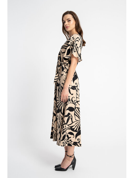 CLICK CLICK Sukienka codzienna 60-6111 Beżowy Comfortable Fit