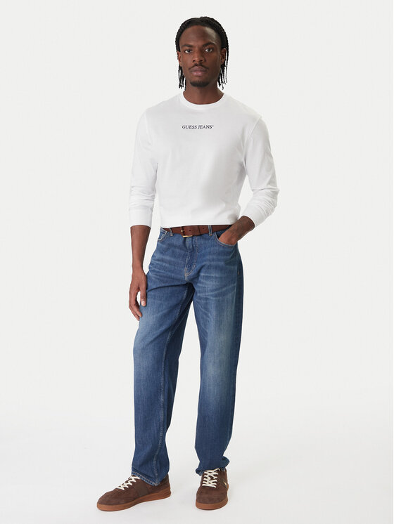 Guess Jeans Guess Jeans Pikkade varrukatega T-särk M5RI84 K8HM0 Valge Regular Fit