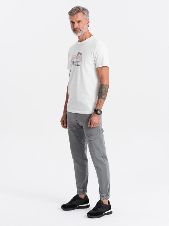 Ombre Ombre Joggers kalhoty OM-PADJ-0112 Šedá Regular Fit