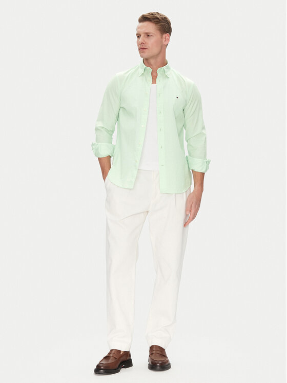 Tommy Hilfiger Tommy Hilfiger Cămașă MW0MW37550 Verde Regular Fit
