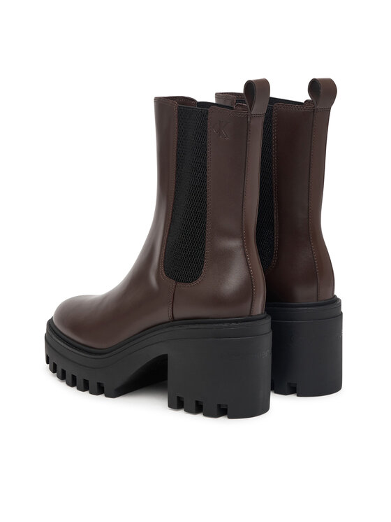 Calvin Klein Calvin Klein Botine Chunky Heeled Chelsea Lth YW0YW01547 Maro închis