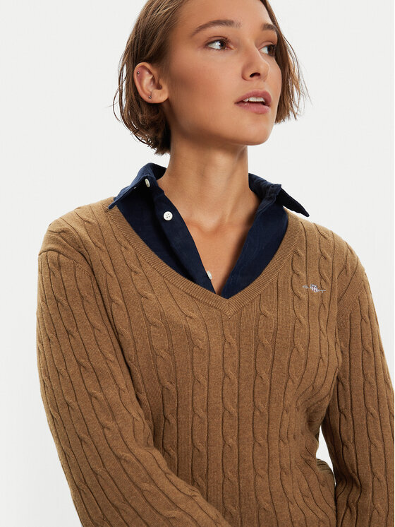 Gant Gant Džemper 4800101 Smeđa Slim Fit