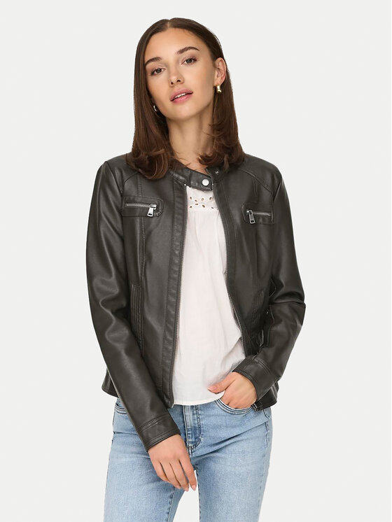 ONLY ONLY Geacă din imitație de piele Bandit 15081400 Maro Regular Fit