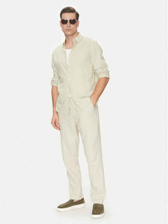 Guess Guess Штани з тканини F5GB02 WH4J0 Зелений Regular Fit