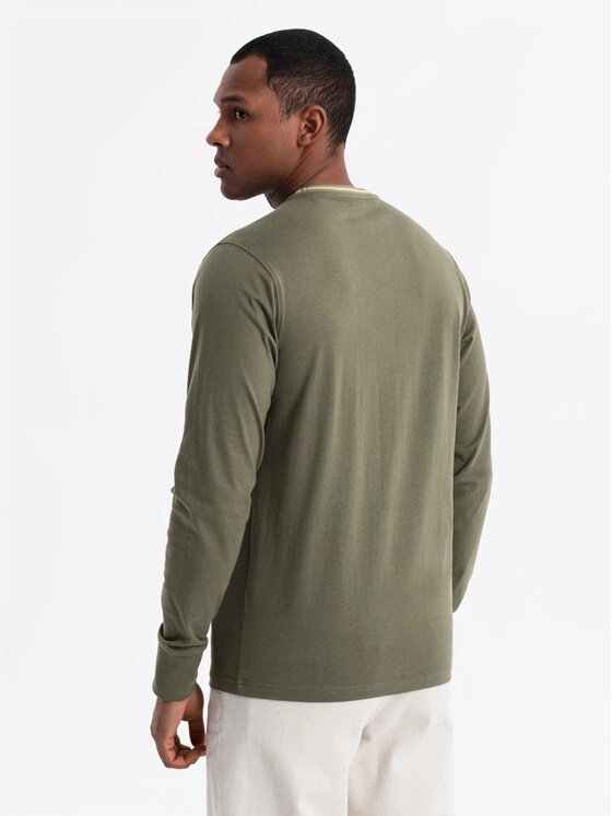 Ombre Ombre Longsleeve OM-LSCL-0128 Zielony Regular Fit