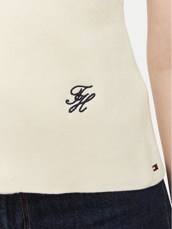 Tommy Hilfiger Tommy Hilfiger Top WW0WW49707 Svetlo béžová Slim Fit