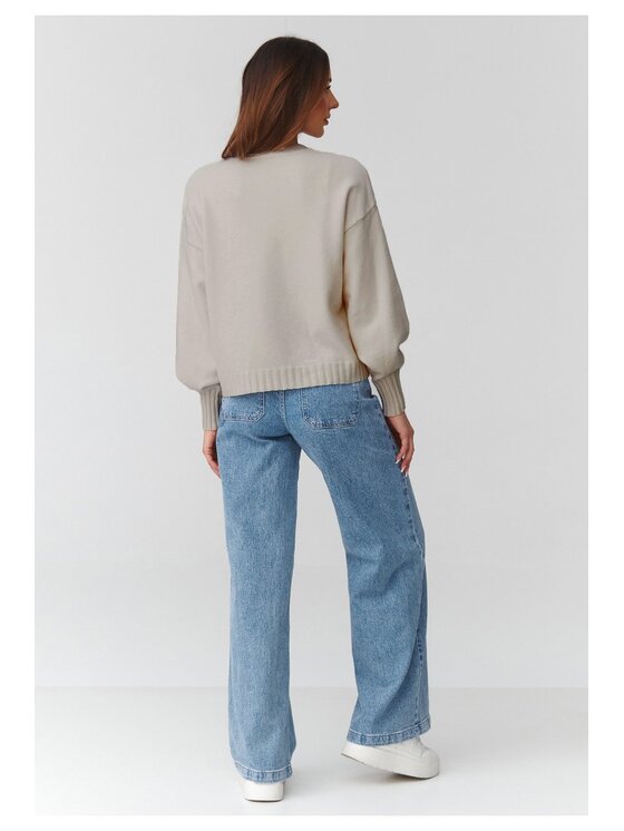 Makadamia Makadamia Sweter C43 Beżowy Loose Fit