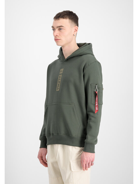 Alpha Industries Alpha Industries Bluza Alpha Puff Print Hoodie Zielony Regular Fit