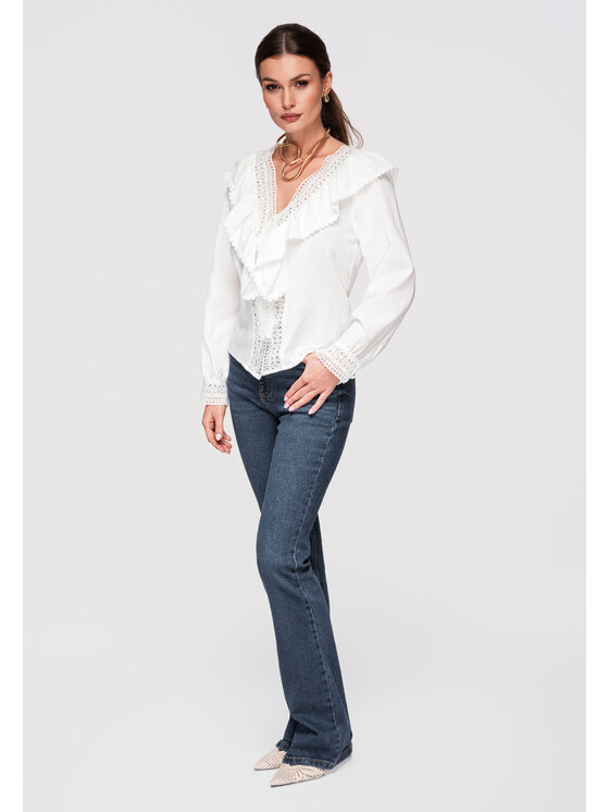 Ombre Ombre Koszula OW-SH-E0015 Biały Loose Fit