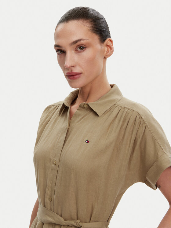 Tommy Hilfiger Tommy Hilfiger Rochie tip cămașă Ess WW0WW44653 Bej Regular Fit